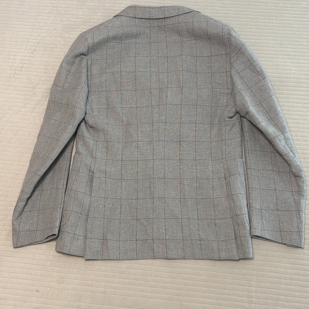 BOGLIOLI DOVER Tailored Jacket 50R Plaid Gray Cotton Linen Blend - Picture 9 of 10